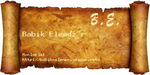 Babik Elemér névjegykártya